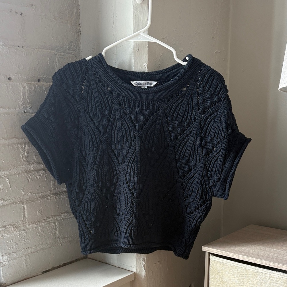 Navy Knit Women Top